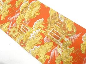 アンティーク　御所車に松模様織り出し丸帯（材料）